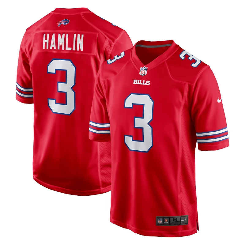 Maillot de match alternatif Nike Damar Hamlin pour hommes, rouge des Buffalo Bills