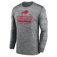 T-shirt à manches longues Nike Buffalo Bills Sideline Velocity Performance gris pour homme