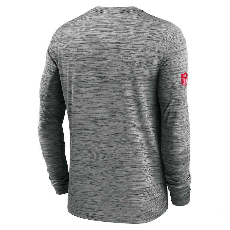 T-shirt Nike gris à manches longues pour homme Buffalo Bills Sideline Velocity Performance
