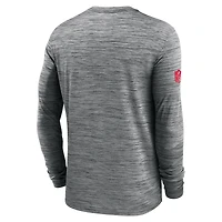 T-shirt Nike gris à manches longues pour homme Buffalo Bills Sideline Velocity Performance