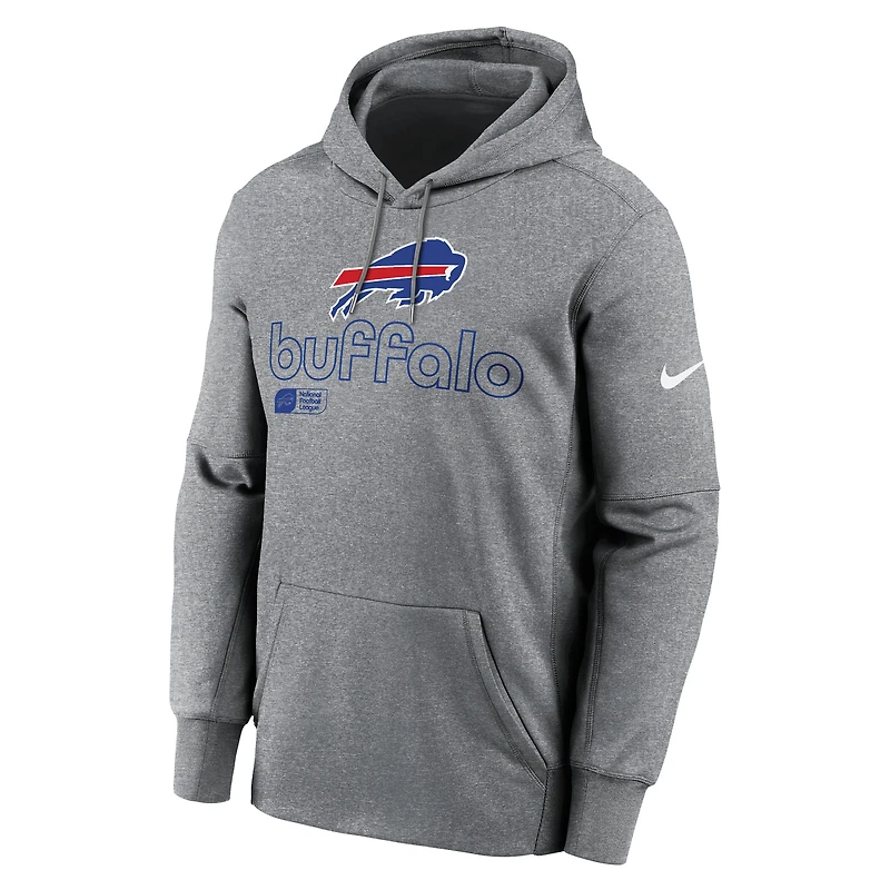 Men's Nike Heather Gray Buffalo Bills Performance Pullover Hoodie