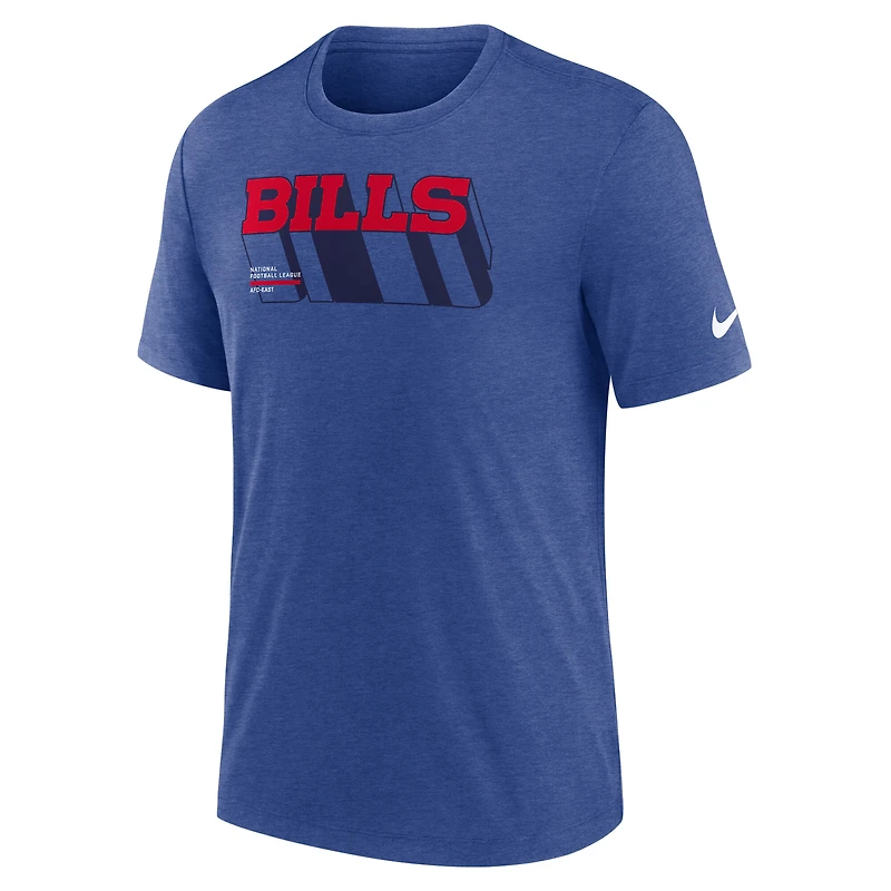 Men's Nike Heather Royal Buffalo Bills Long Pass Tri-Blend T-Shirt