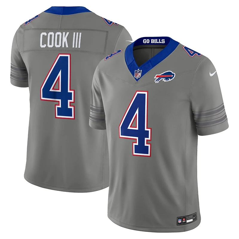 Men's Nike James Cook III Gray Buffalo Bills Nickel City Vapor F.U.S.E. Stitched Limited Jersey