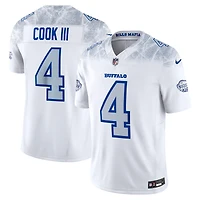 Maillot Nike James Cook III blanc pour homme des Buffalo Bills, collection limitée Rivalries 2025