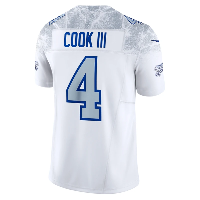 Maillot Nike James Cook III blanc pour homme des Buffalo Bills, collection limitée Rivalries 2025