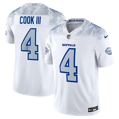 Maillot Nike James Cook III blanc pour homme des Buffalo Bills, collection limitée Rivalries 2025