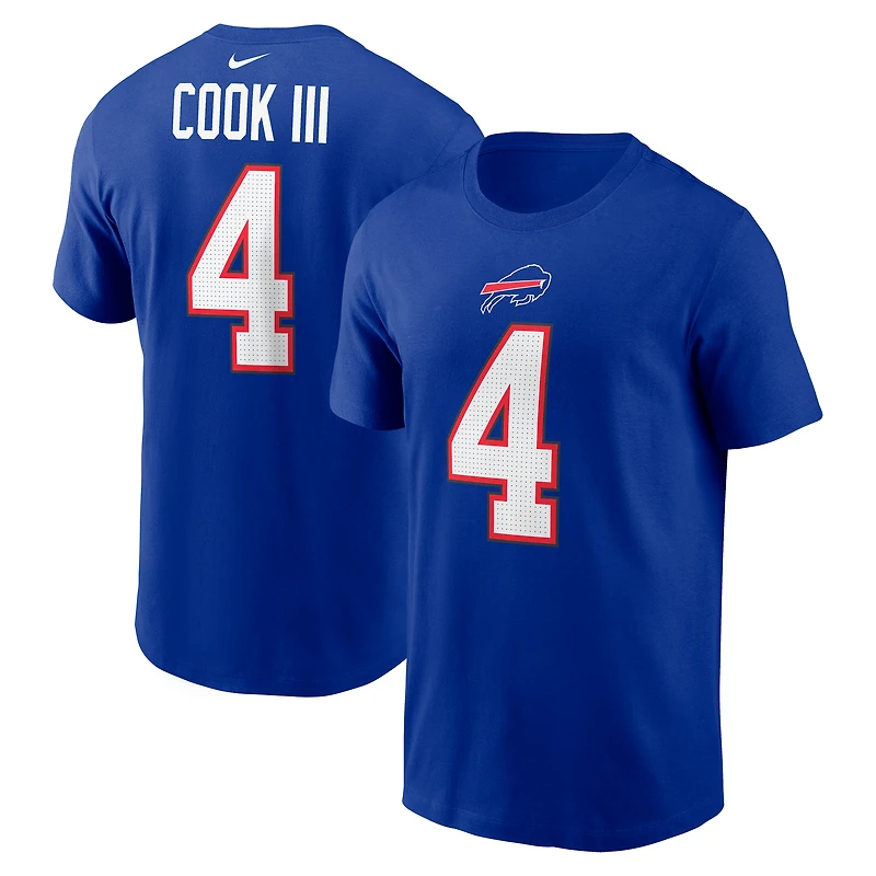 T-shirt Nike James Cook Royal Buffalo Bills pour homme avec nom et numéro