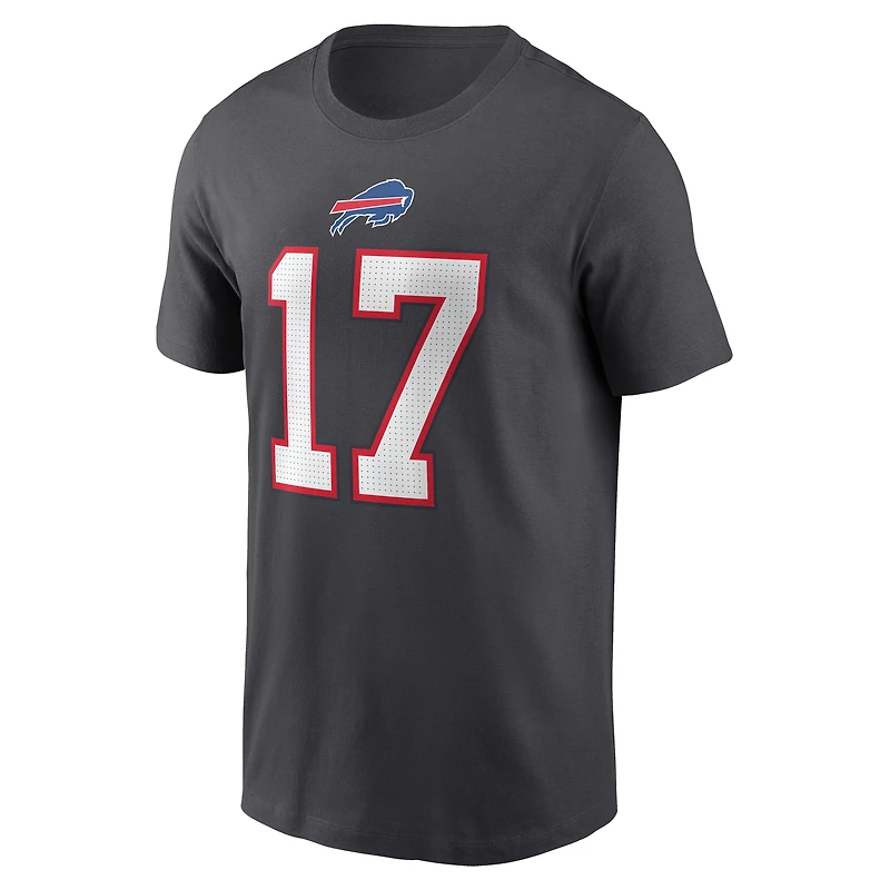 Men's Nike Josh Allen Anthracite Buffalo Bills Player Name & Number T-Shirt