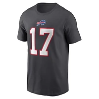 Men's Nike Josh Allen Anthracite Buffalo Bills Player Name & Number T-Shirt