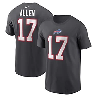 Men's Nike Josh Allen Anthracite Buffalo Bills Player Name & Number T-Shirt