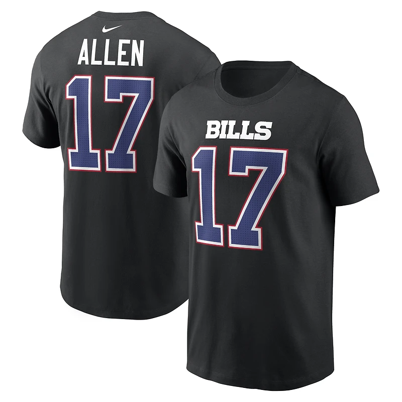Men's Nike Josh Allen Black Buffalo Bills Carbon Name & Number T-Shirt