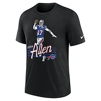 T-shirt Nike Josh Allen pour homme, motif joueur des Buffalo Bills, noir chiné
