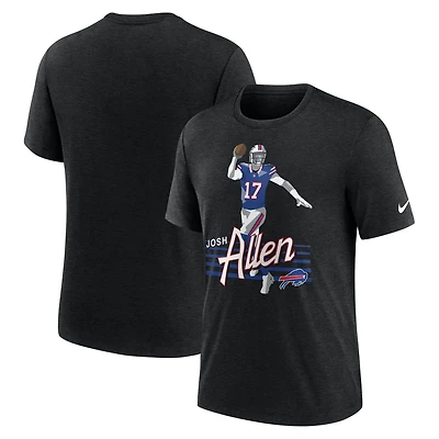 Men's Nike Josh Allen Heather Black Buffalo Bills Player Graphic T-Shirt