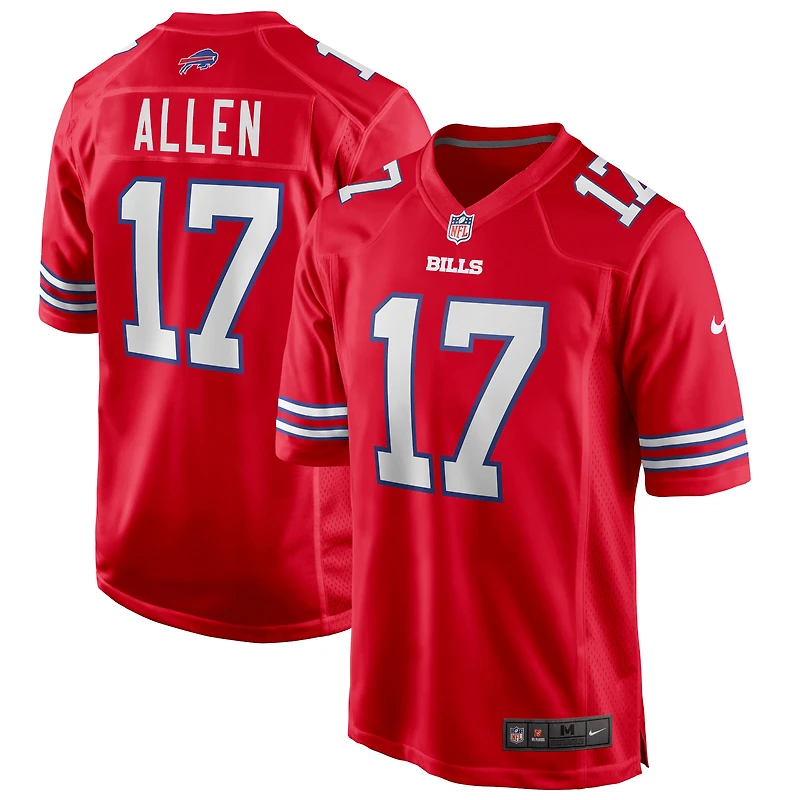 Maillot de match Nike Josh Allen des Buffalo Bills rouge pour homme