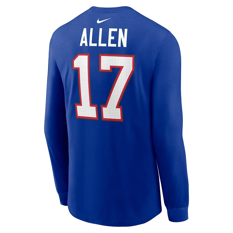 Men's Nike Josh Allen Royal Buffalo Bills Player Name & Number Long Sleeve T-Shirt