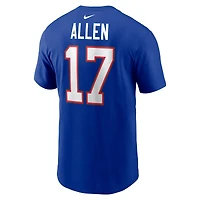 T-shirt Nike Josh Allen Royal Buffalo Bills pour homme, avec nom et numéro du joueur