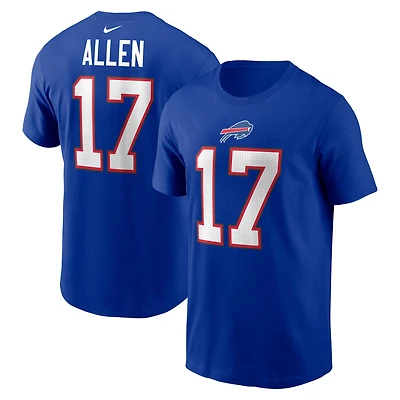 T-shirt Nike Josh Allen Royal Buffalo Bills pour homme, avec nom et numéro du joueur