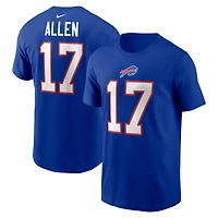 T-shirt Nike Josh Allen Royal Buffalo Bills pour homme, avec nom et numéro du joueur