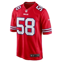 Maillot de jeu alternatif Nike Matt Milano pour hommes, rouge Buffalo Bills