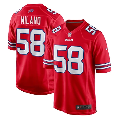 Maillot de jeu alternatif Nike Matt Milano pour hommes, rouge Buffalo Bills