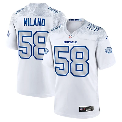 Maillot Nike Matt Milano pour homme, blanc, collection Rivalries 2025, Buffalo Bills