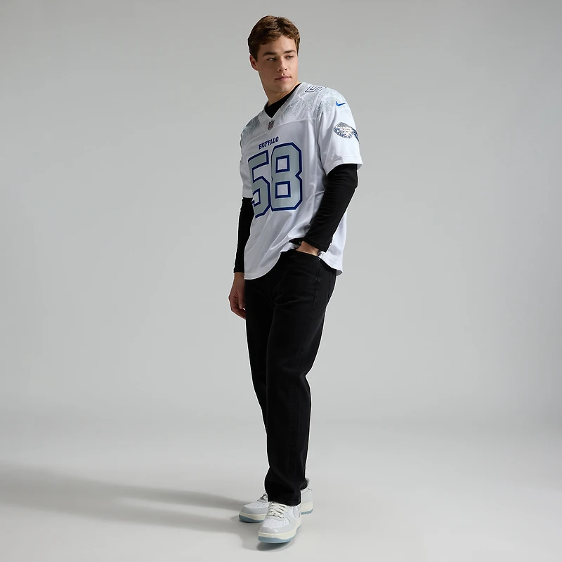 Men's Nike Matt Milano White Buffalo Bills 2025 Rivalries Collection Stitched Limited Jersey