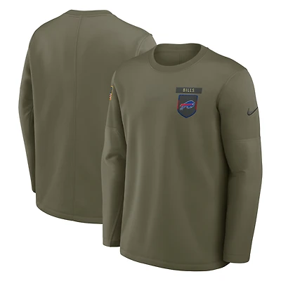 Men's Nike Olive Buffalo Bills 2025 Salute to Service Sideline Coaches Therma-FIT Long Sleeve Shirt