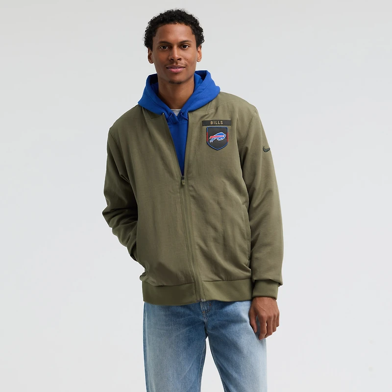 Men's Nike Olive Buffalo Bills 2025 Salute to Service Sideline Full-Zip Bomber Jacket