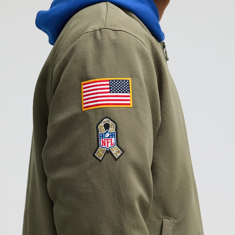 Men's Nike Olive Buffalo Bills 2025 Salute to Service Sideline Full-Zip Bomber Jacket