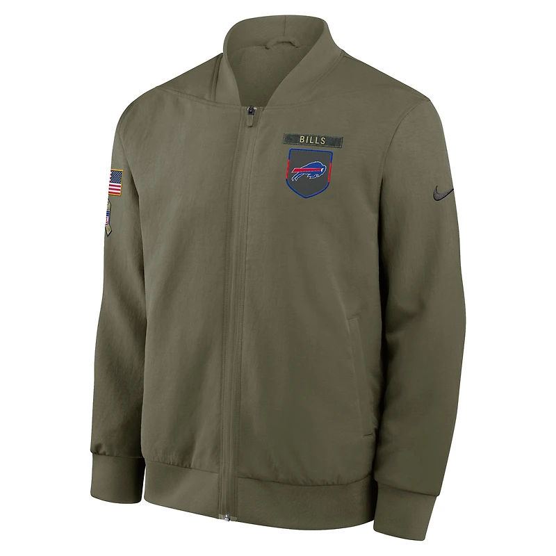 Men's Nike Olive Buffalo Bills 2025 Salute to Service Sideline Full-Zip Bomber Jacket