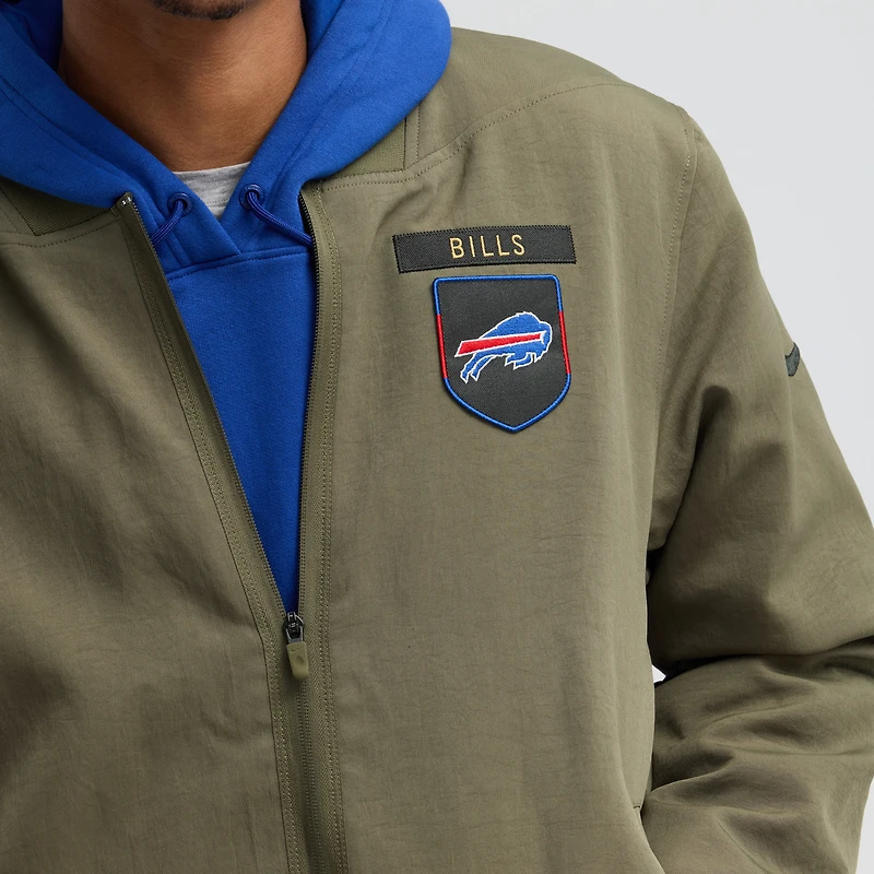 Men's Nike Olive Buffalo Bills 2025 Salute to Service Sideline Full-Zip Bomber Jacket