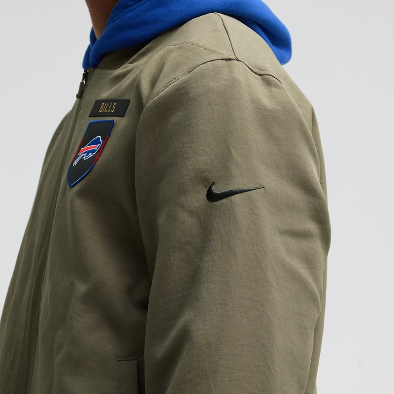 Men's Nike Olive Buffalo Bills 2025 Salute to Service Sideline Full-Zip Bomber Jacket