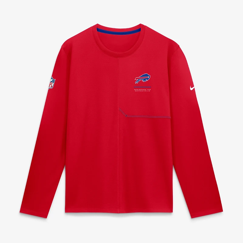 T-shirt à manches longues Nike Buffalo Bills rouge pour homme, modèle Sideline Coaches UV Dri-FIT