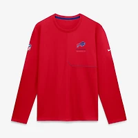 T-shirt à manches longues Nike Buffalo Bills rouge pour homme, modèle Sideline Coaches UV Dri-FIT