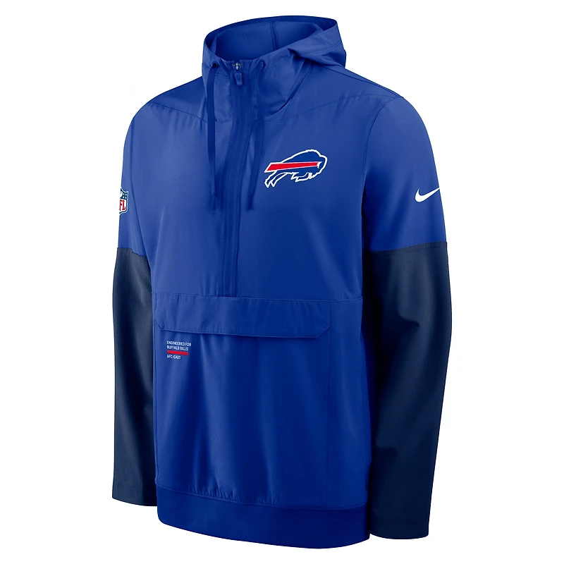 Men's Nike Royal/Blue Buffalo Bills 2025 Sideline Coaches Anorak Half-Zip Hoodie Jacket