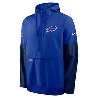 Men's Nike Royal/Blue Buffalo Bills 2025 Sideline Coaches Anorak Half-Zip Hoodie Jacket