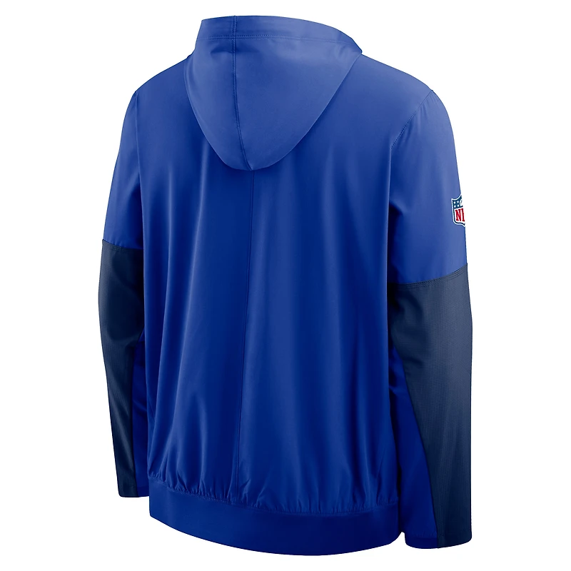 Veste à capuche Nike Royal/Blue Buffalo Bills 2025 Sideline Coaches Anorak demi-zip pour homme