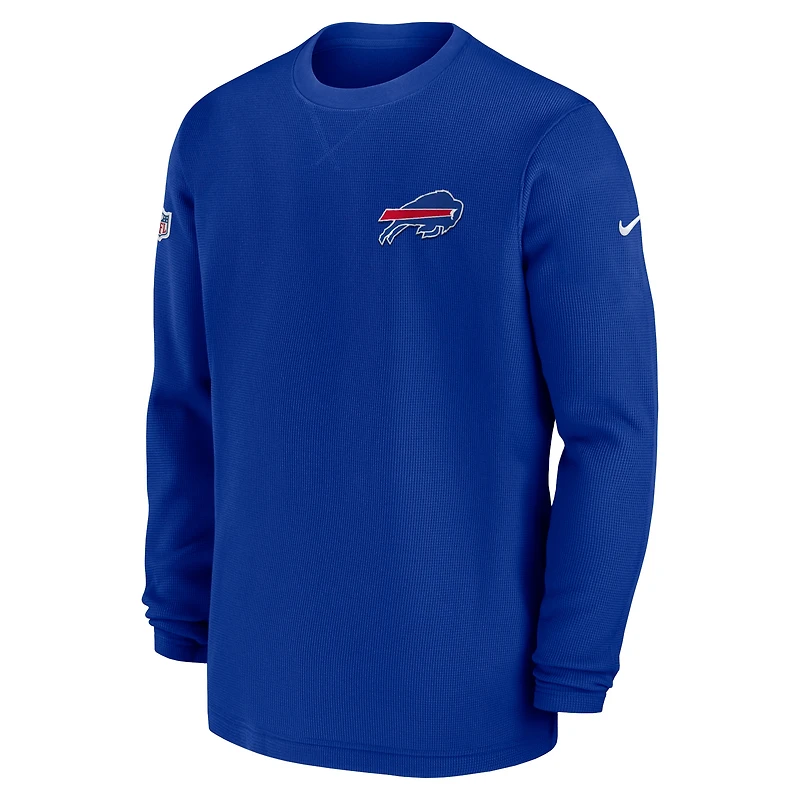 Men's Nike  Royal Buffalo Bills 2023 Sideline Throwback Heavy Brushed Waffle Long Sleeve Top