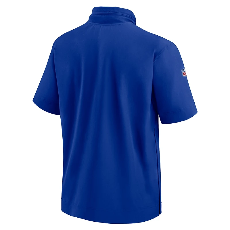 Men's Nike Royal Buffalo Bills 2024 Sideline Coach Short Sleeve Half-Zip Hoodie Jacket
