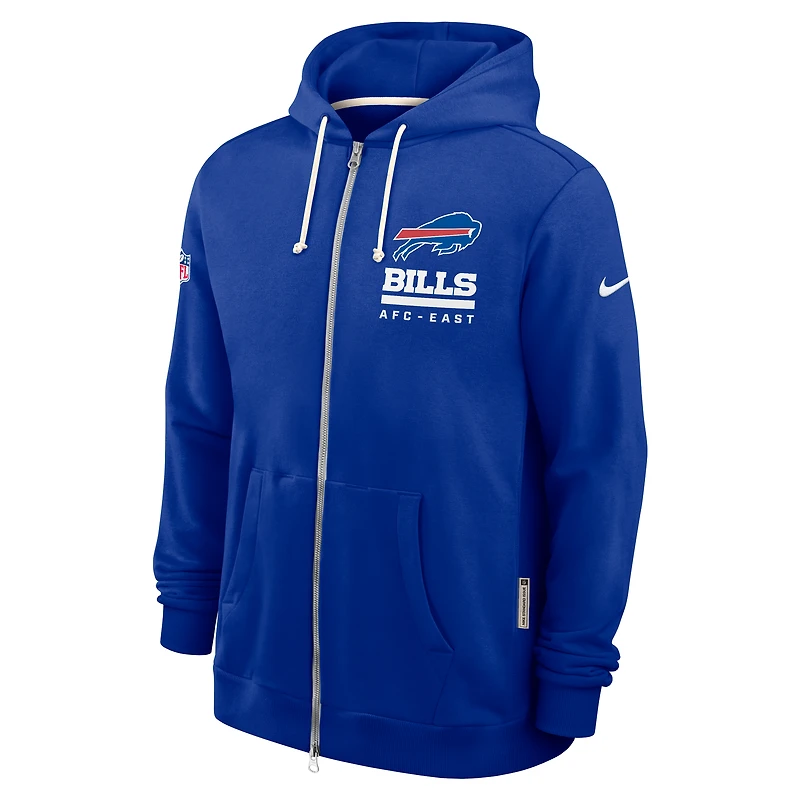Sweat à capuche Nike Royal Buffalo Bills 2025 Sideline Standard Issue Utility Player Dri-FIT entièrement zippé pour homme
