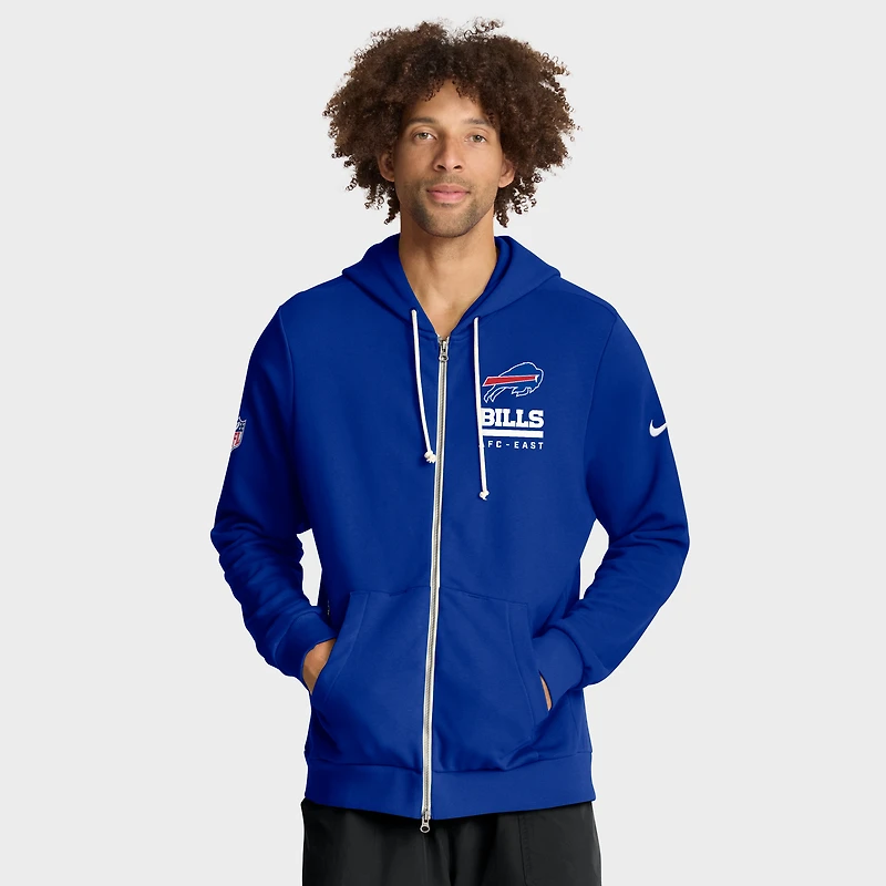 Sweat à capuche Nike Royal Buffalo Bills 2025 Sideline Standard Issue Utility Player Dri-FIT entièrement zippé pour homme