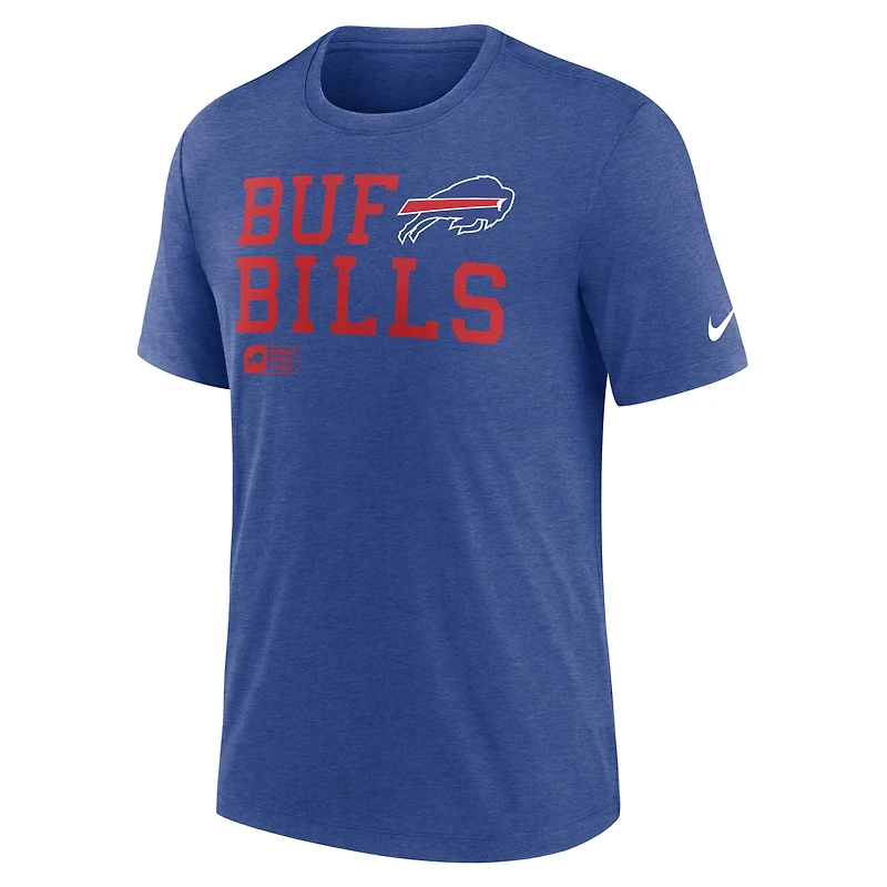 T-shirt tri-mélange Nike Royal Buffalo Bills Overlap Lockup pour homme