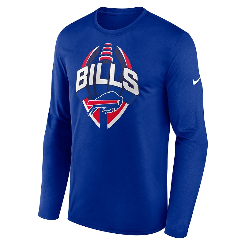 T-shirt Nike Royal Buffalo Bills Primetime Legend Icon Performance à manches longues pour homme