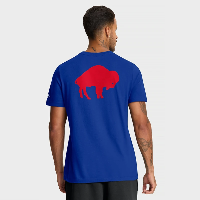 T-shirt Nike Royal Buffalo Bills Rewind pour homme, coupe avant et arrière, essentiel