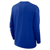 T-shirt Nike Royal Buffalo Bills Rewind Heavy Max90 à manches longues et poches pour homme