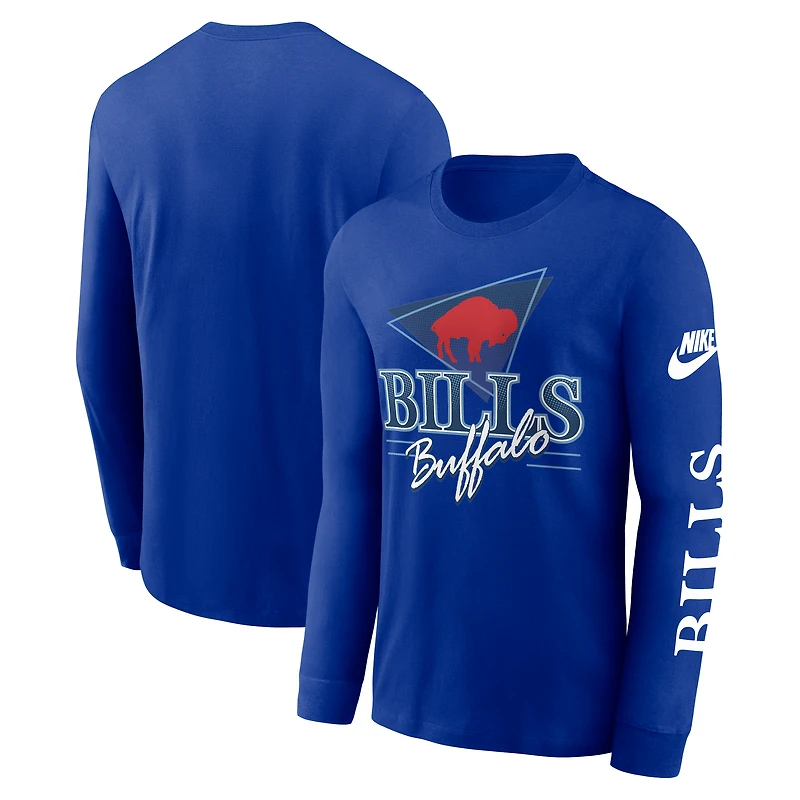 T-shirt à manches longues Nike Royal Buffalo Bills Rewind pour homme
