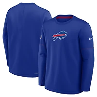 Haut à col rond Nike Royal Buffalo Bills Sideline Coach pour homme, modèle Therma-FIT mi-lourd