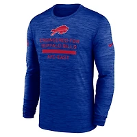 T-shirt Nike Royal Buffalo Bills Sideline Velocity Performance à manches longues pour homme