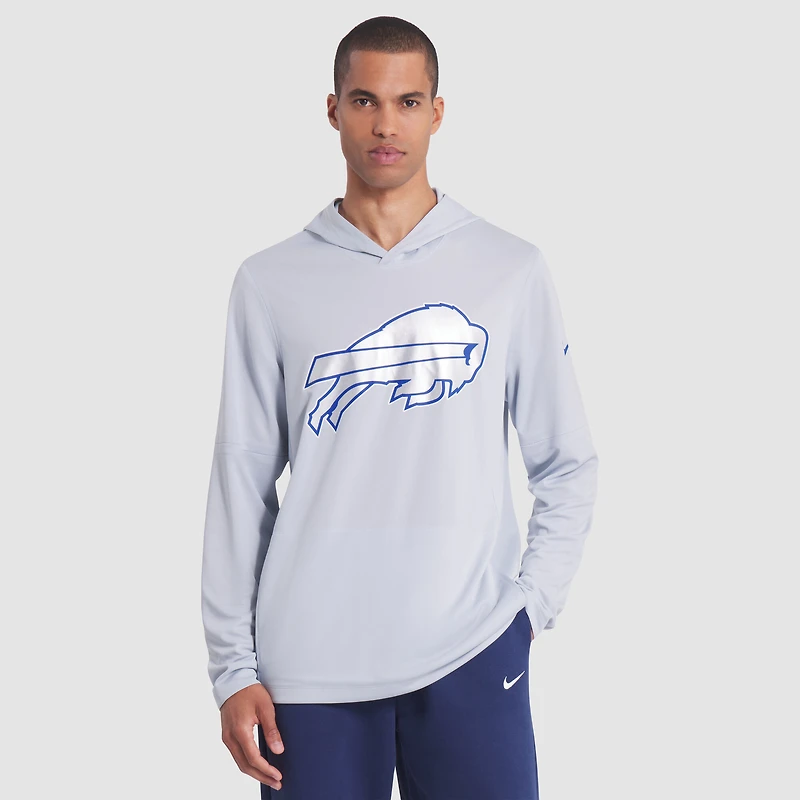 T-shirt à capuche et manches longues Nike Silver Buffalo Bills 2025 Rivalries Collection Sideline Dri-FIT pour homme