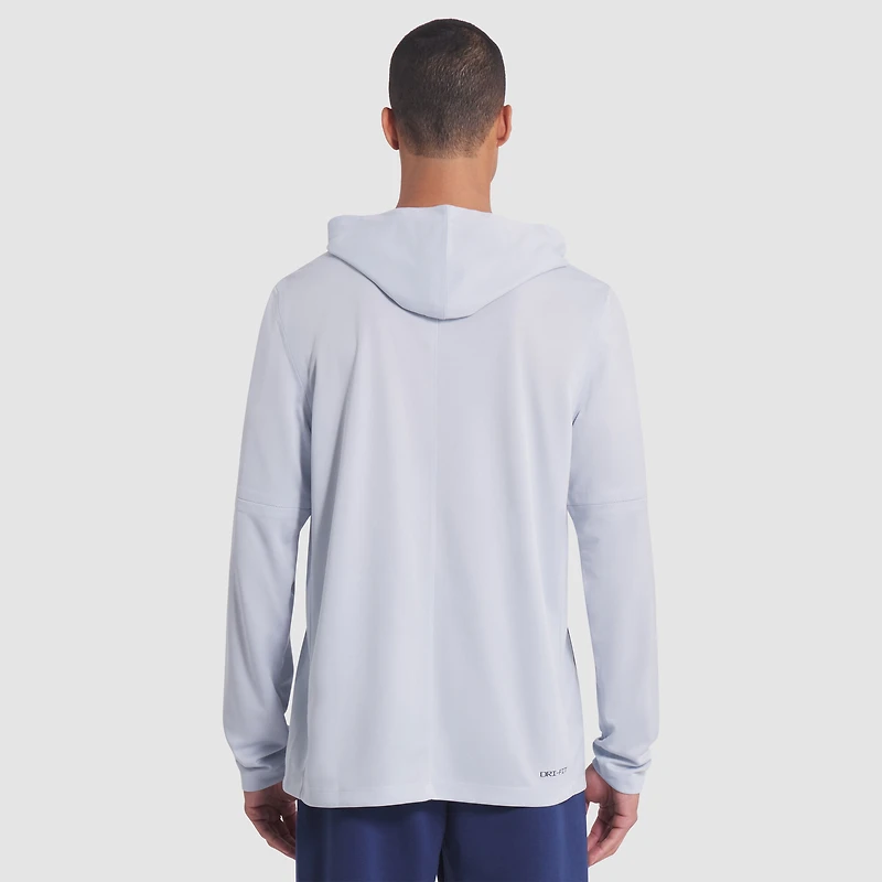 Men's Nike Silver Buffalo Bills 2025 Rivalries Collection Sideline Dri-FIT Long Sleeve Hoodie T-Shirt